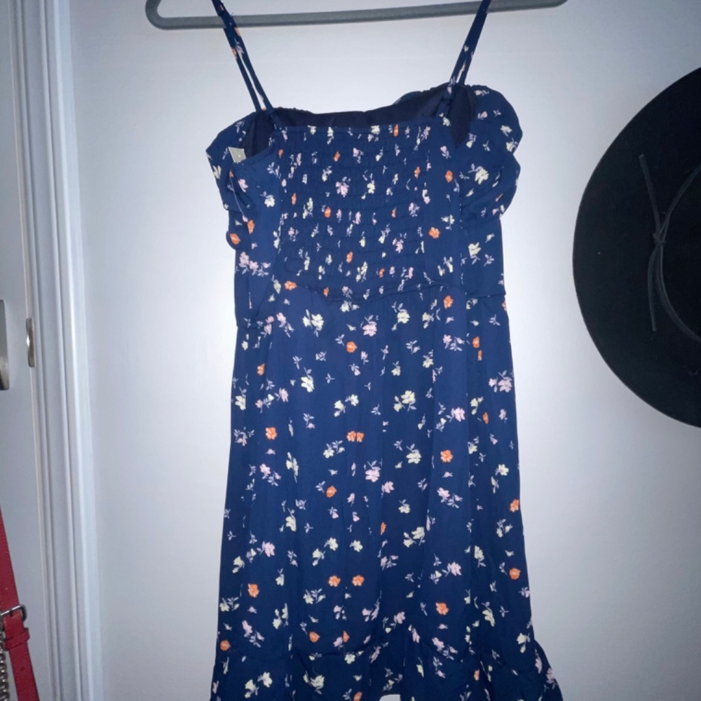 Blue Floral Ruffle Edge Dress - Picture 2 of 3